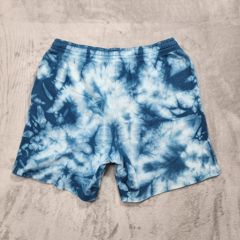 Champion‎ Shorts Mens M Blue Tie Dye Fleece Elastic Waist Lounge Athletic Casual